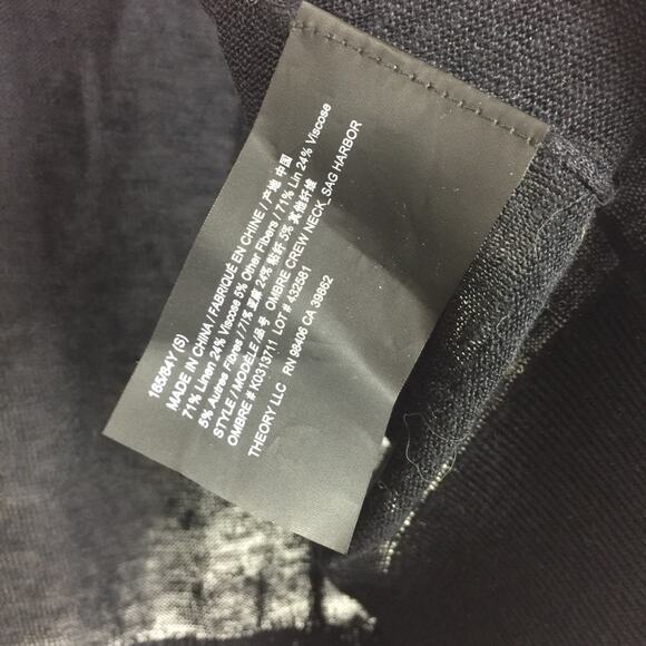 Theory Navy Linen Sweater Small Ombre Crew Neck Sag Harbor Lightweight Knit - Picture 6 of 15